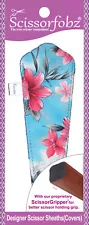 SCISSORFOBZ Designer Scissors Sheath Cover Single large Turq Tropical Flowers