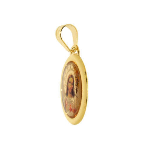 Echt 14k Gelbgold und Emaille 0,70" Herz Jesu religiöser Anhänger - Bild 2 von 10