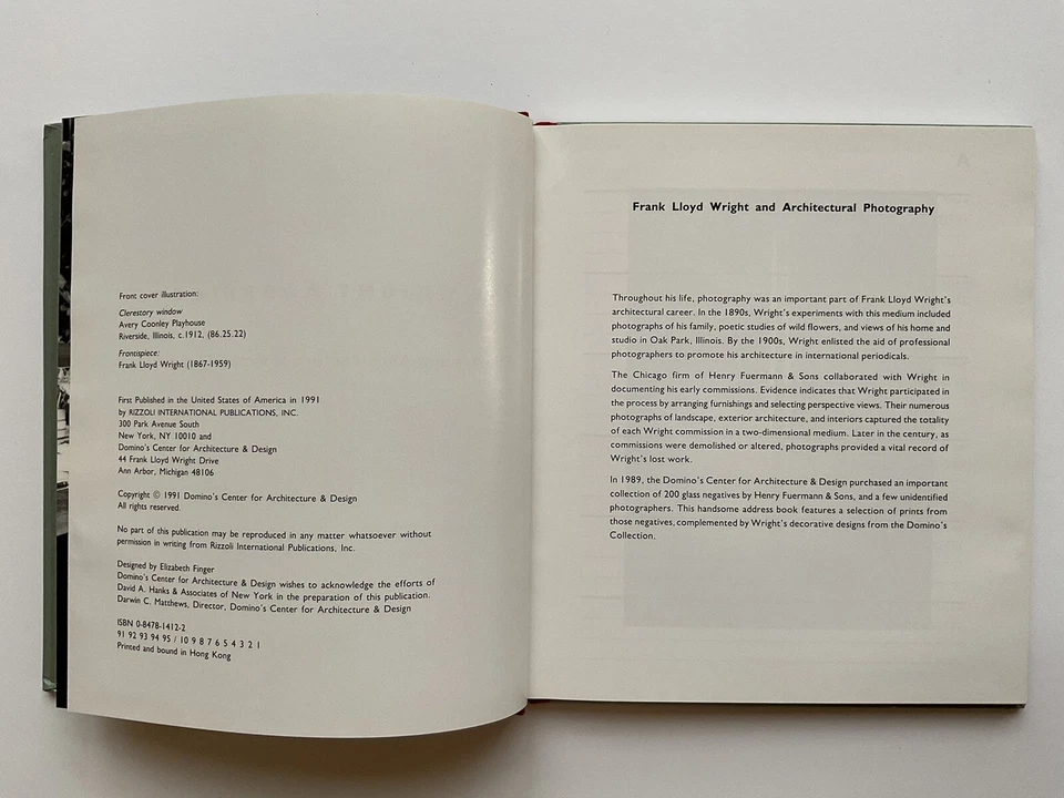 FRANK LLOYD WRIGHT: The Wright Address Book,1991,Rizzoli - Image 3 of 4