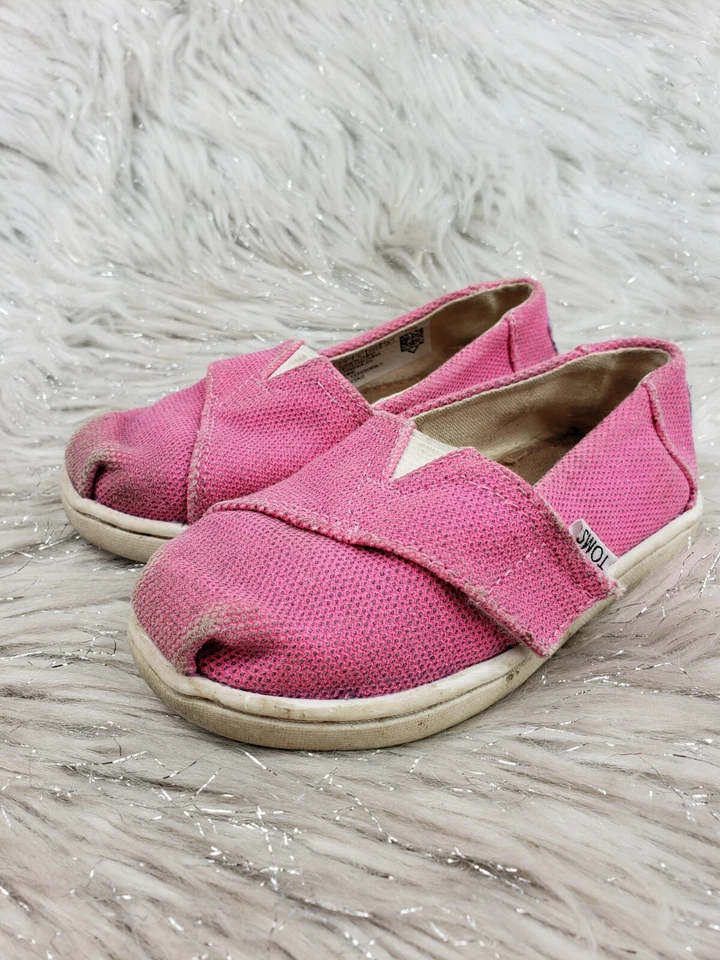 Zapatos cómodos informales sin cordones TOMS para niñas pequeñas talla 7 rosa Foto 3 de 4