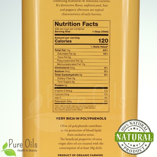 Olive Oil - Organic - Extra Virgin, Phileos of Sparta, Greece 5 l Can - Picture 3 of 5
