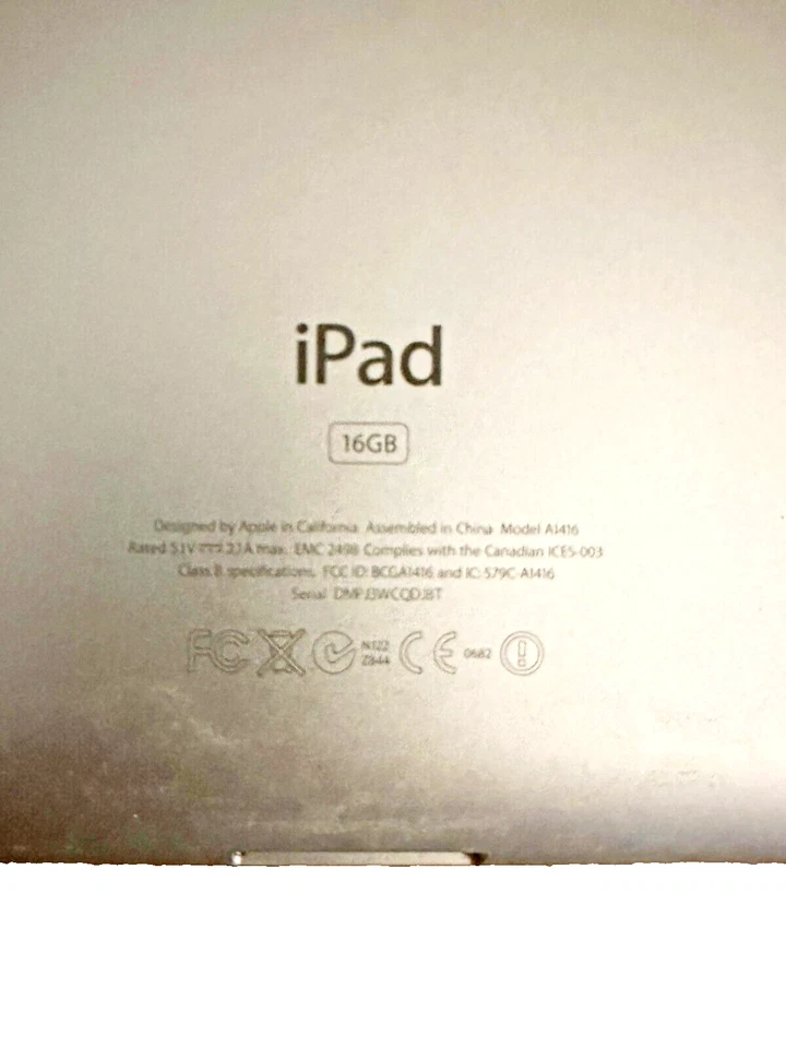 Apple iPad Modelo A1416 16GB para piezas, reparación, sin probar COMO ESTÁ Foto 4 de 4