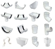 White Round Guttering & Down Pipe - 114mm Half Round Gutter 65mm Downpipe