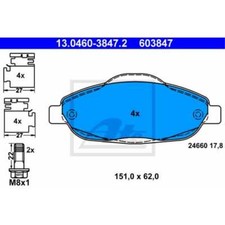 ATE Bremsbeläge 13.0460-3847.2 Bremsklötze für Peugeot 308 SW I 4E_ 4H_