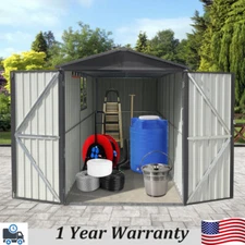 Outdoor Metal Tool Storage Shed With Lockable Door and Window Garden Vent Gray