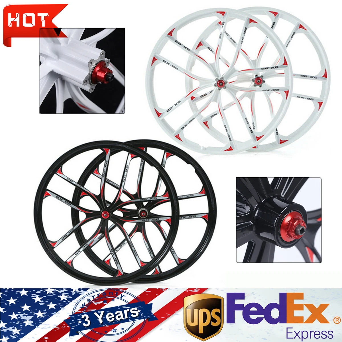 26 Inch 10 Spoke Rims MTB Mag Alloy Bike Integrated Wheel Set with Disc Brake