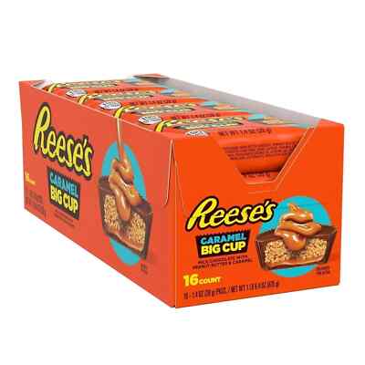 REESE'S Big Cup Caramel Milk Chocolate Peanut Butter Cups, Candy Packs, 1.4... 