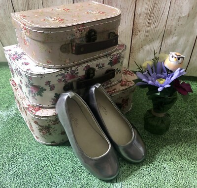 Girls Pazitos Leather Shoes Size 28 European 10.5 American - Silver/Pewter