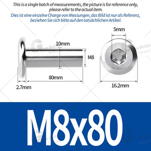 Sleeve Nuts M5-M10 Flat Head Hexagon Socket Furniture Cap Stainless Steel A2 304 - Picture 79 of 89