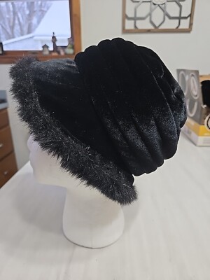 Betmar New York Velvet Faux Fur Hat Betmar New York Black Velvet Hat Faux Fur Trim | eBay main image 3
