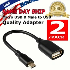 2X Micro USB B Male to A Female OTG Adapter Converter Cable For Android Samsung