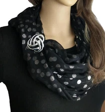 Scarf Clip Ring Vintage Silver Tone Knot Design 1 7/8" NOS