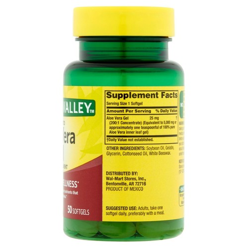 Spring Valley Aloe Vera Softgels, 25mg, 50 Count..+ - Picture 3 of 4
