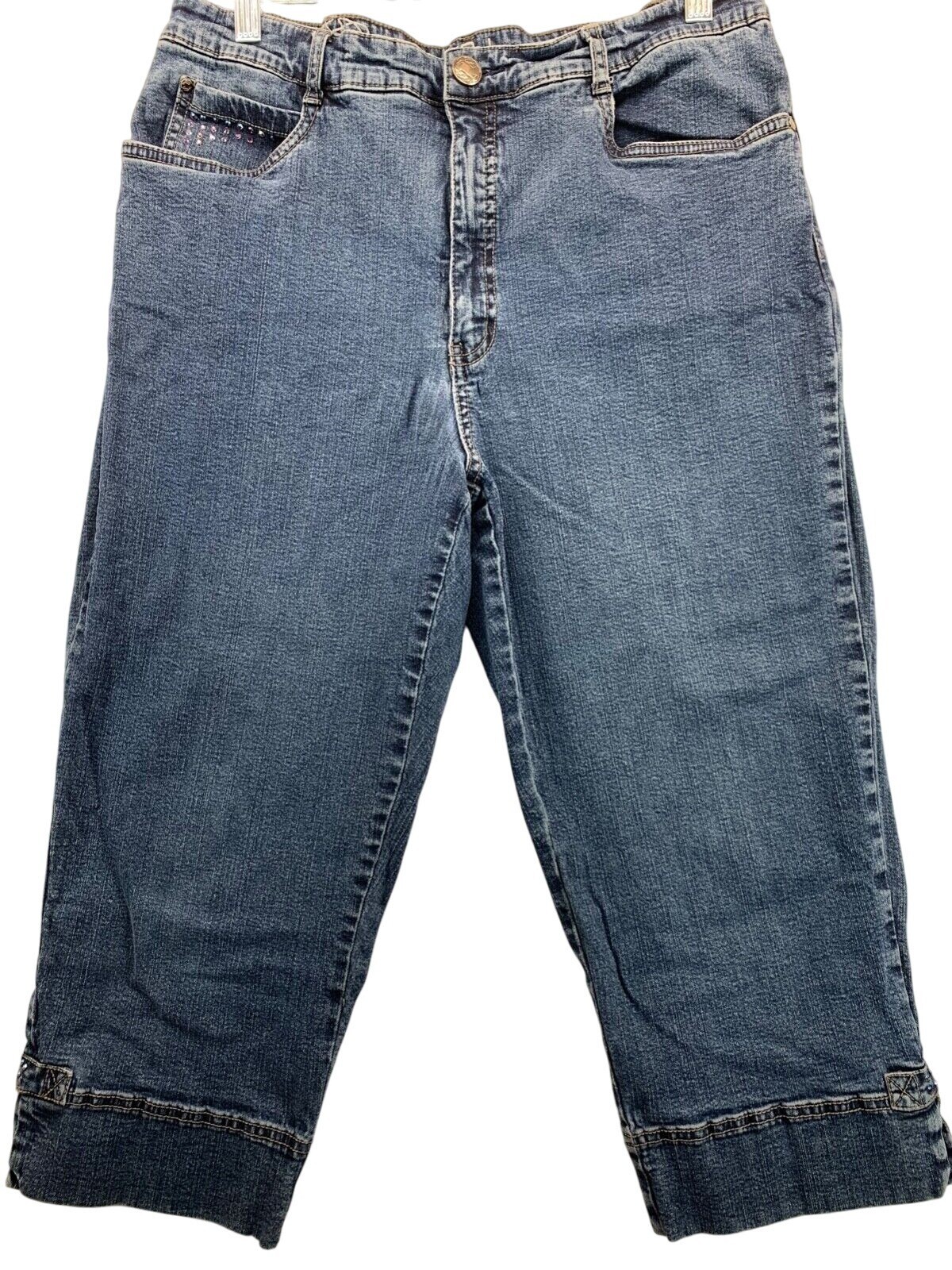 FDJ French Dressing Jeans Womens Pants 14 Suzanne Cropped Diamond Denim Sparkle