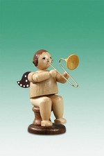 Bois D'Anges Musikengel Ange Assis Avec Trombone Couronne / Natur Hauteur 6,5 CM