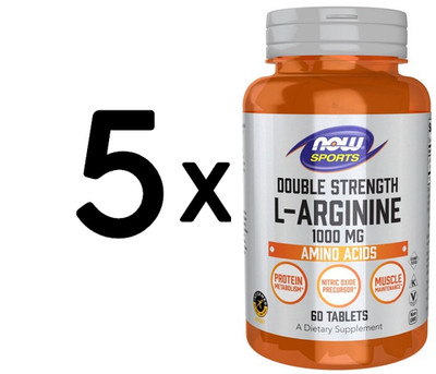 5 x NOW Foods L-Arginine, 1000mg - 60 tablets (249,83 EUR/kg)