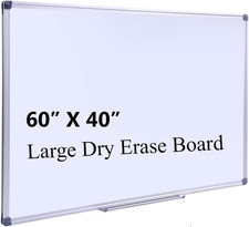 60" X 40" Magnetic Dry Erase Whiteboard with Pen Tray  Large Wall Mounted Alumi