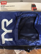 NEW TYR Alliance BIG MESH MUMMY BACKPACK  40L Blue Zip Pocket $30 swim cinch sac