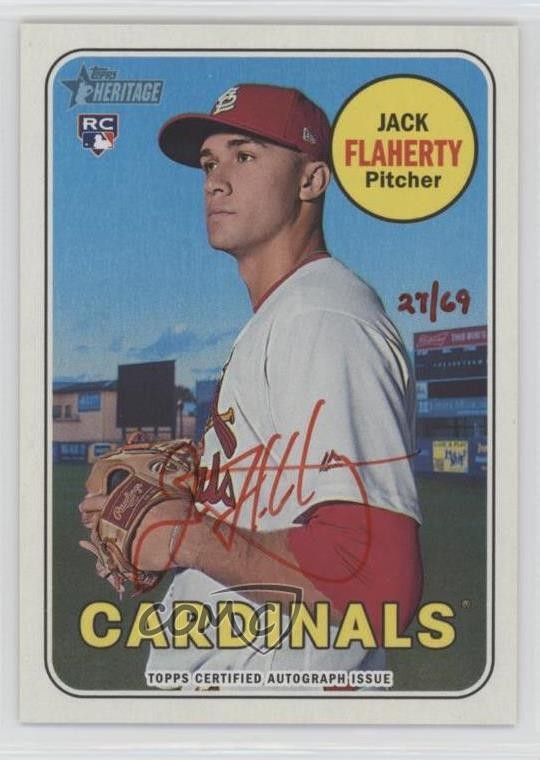 2018 Topps Heritage Real One Special Edition Red Ink /69 Jack Flaherty Auto 0t2