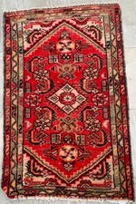 Vintage Afghan Taimani Rug Hand Knotted Oushak Wool Area Rug 2x3 ft Free Ship