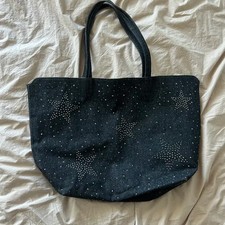 Denim Star Studded Tote Bag, Unique Design, Lightly Used
