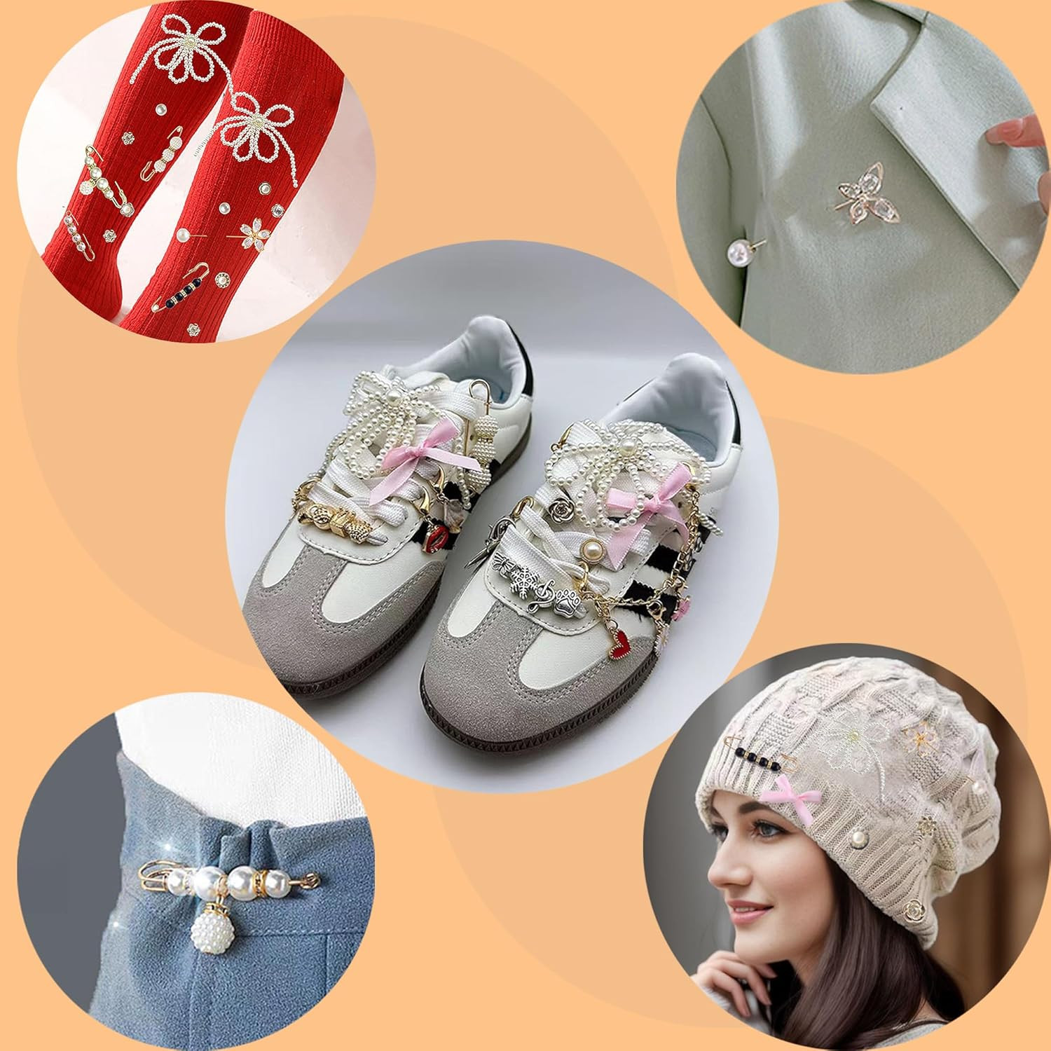 Shoe Charms for Sneakers 39 Pcs, Shoelace Junk Socks Charms DIY Brooches and Pin