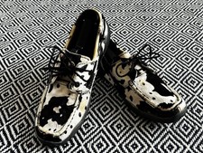 Twisted X Cow Print Haircalf Leather Boat Driving Women s Washable Shoes