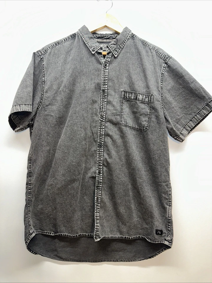 Mercúrio preto manga curta botão para baixo cinza carvão (tamanho extra grande) - Imagem 2 de 4