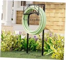  Portable Garden Hose Holder with Storage Basket - Heavy-Duty Freestanding 