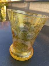 Antiker Ranftbecher geschliffen Jagdmotiv Sammlerglas Becherglas Glaskelch Glas