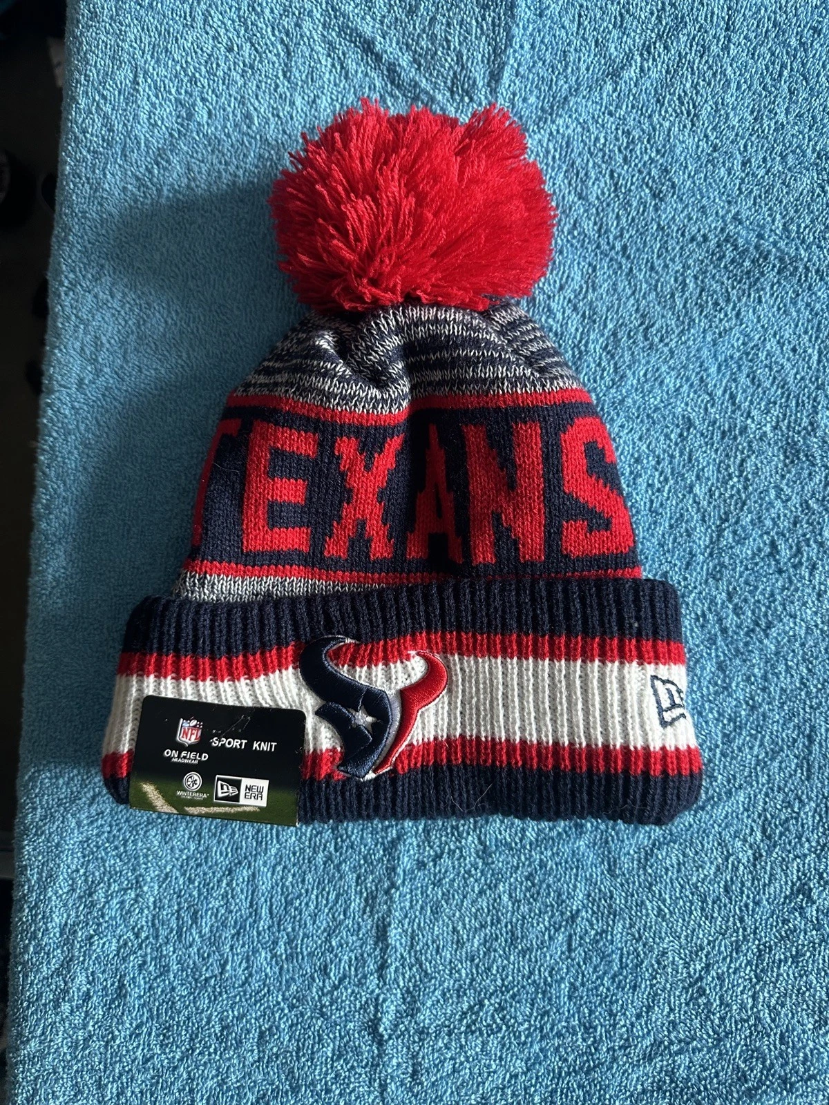 Houston Texans NFL Bobble Hat Beanie Red & Grey