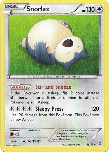 Snorlax 58/83 Rare Generations Pokemon Near Mint