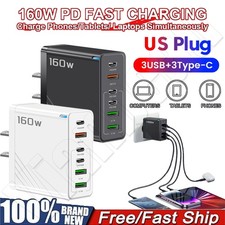 160W 3 Type-C 3 USB 6 Ports Fast Charge Cellphone Charger QC 3.0 Super Charging