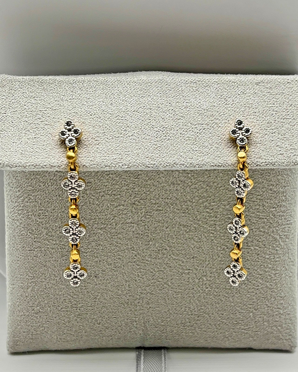 14K Gold, Sterling Silver CZ Earrings, 1.5” Length, Frieda Rothman View 3