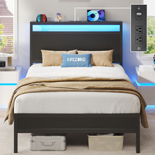 Twin Bed Frame with Headboard & Footboard, Twin Bed Frame with Charging Station