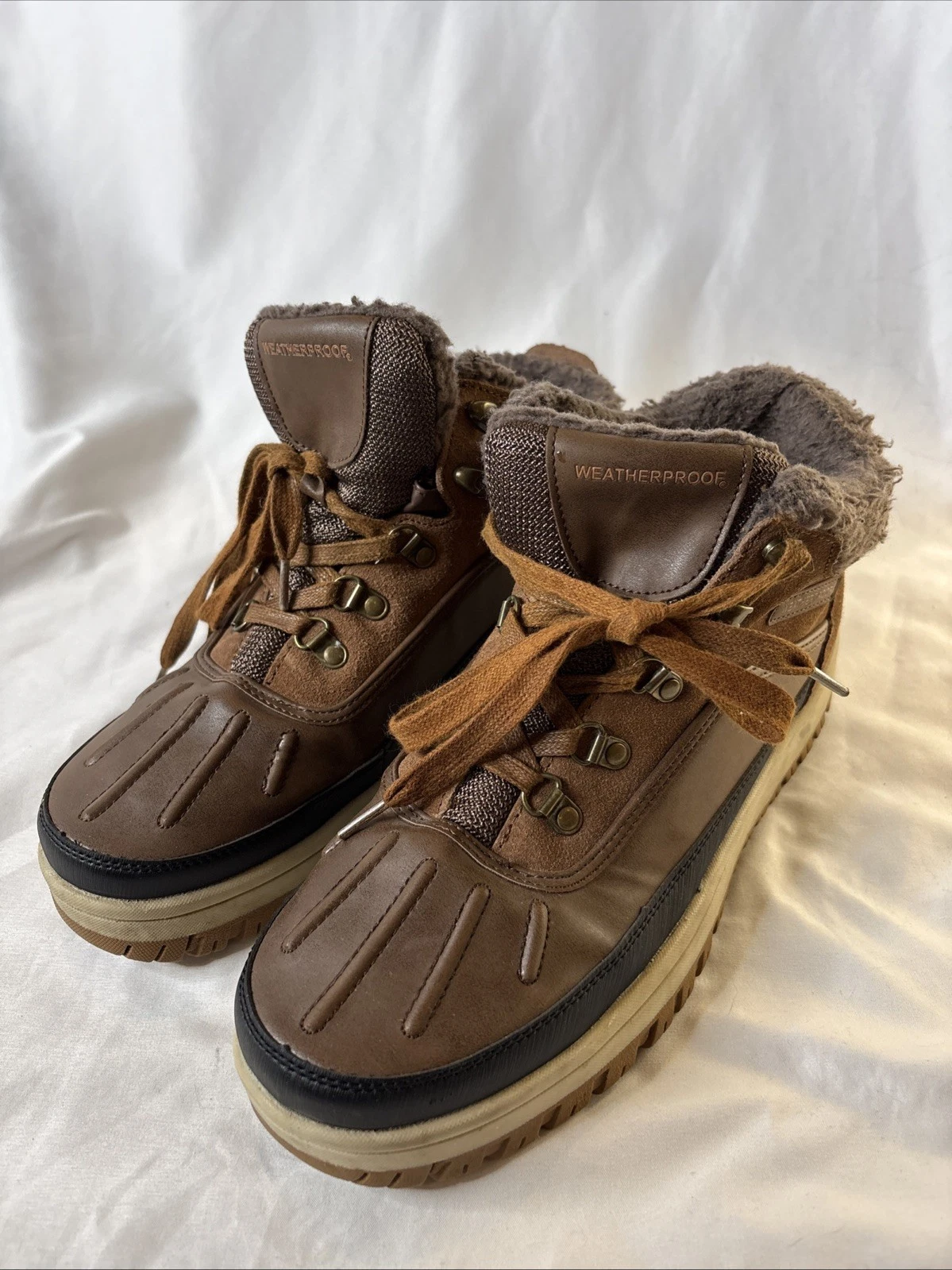 Weatherproof Men’s 10 Landon Leather Winter Snow Boots Brown 1527213