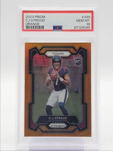 C.J. STROUD 2023 PANINI PRIZM ROOKIE ORANGE TEXANS RC /249 PSA 10 Q6438