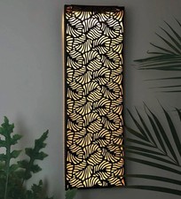 Solar Wall Art Outdoor Panel LED Light Garden Fence Decor Metal LED Leaf Panel