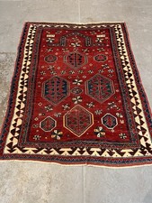 1900 VINTAGE ANTIQUE CAUCASIAN KAZAK Prayer Rug 4.1x7.6 Professionally Washed