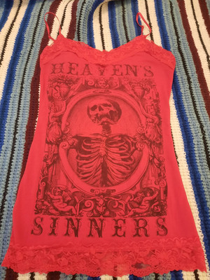 Se7en Deadly Heavens Sinners Seven Skeleton Gothic Lace Camisole Tank Top 2416-C