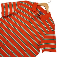 Vintage Polo Jeans Co. Men  s Striped Polo Shirt XL Orange Green Ralph Lauren EUC