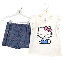Hello Kitty Girls 2-Piece Daywear Set Ruffle Tank  Printed Shorts Cute Casual
