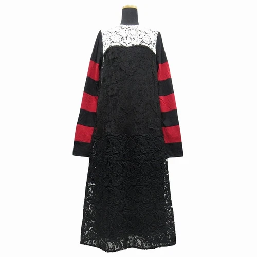 【Abiti】Articolo inutilizzato 19SS PRADA motivo floreale tutto pizzo abito lungo taglio e cucito