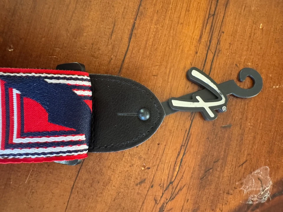 Correa de Guitarra Ajustable Fender Original 2" Monograma con Logo, Rojo/Blanco/Azul-NUEVA Foto 3 de 4