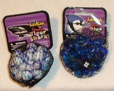 2 FUNSATIONAL NET BAG GLASS MARBLES - TIGER SHARK
