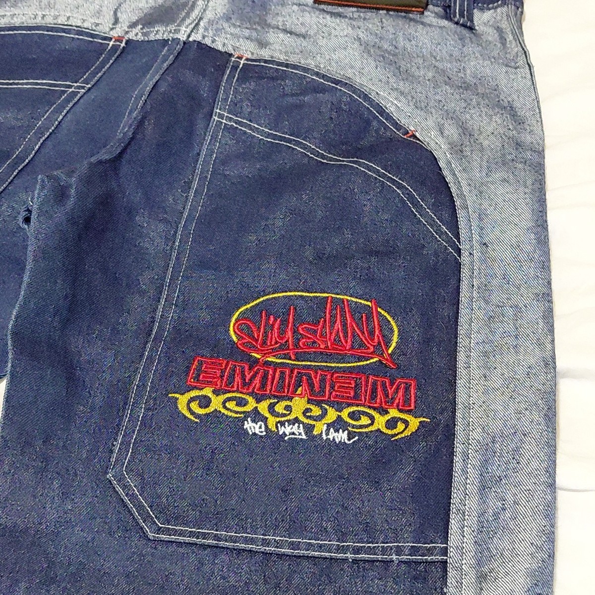 Vintage Y2K Eminem Slim Shady Jeans 2 Tone! Shiny Baggy RARE! | eBay