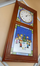 Rare Danbury Mint Peanuts Snoopy Stained Glass lighted Wall Clock WINTER only
