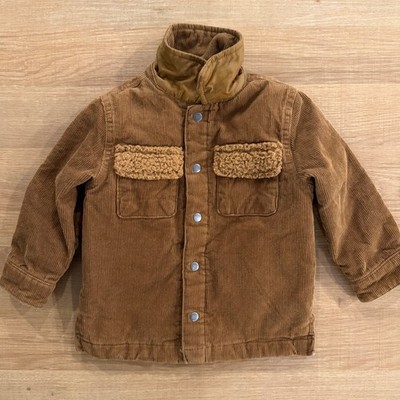 Cat & Jack Boys Brown Corduroy Snap Front Jacket Faux Shearling Trim 18M