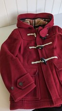 Aritzia Tna Red Wool Duffle Pea Coat Toggle Academia Look Plaid Size Small S 8