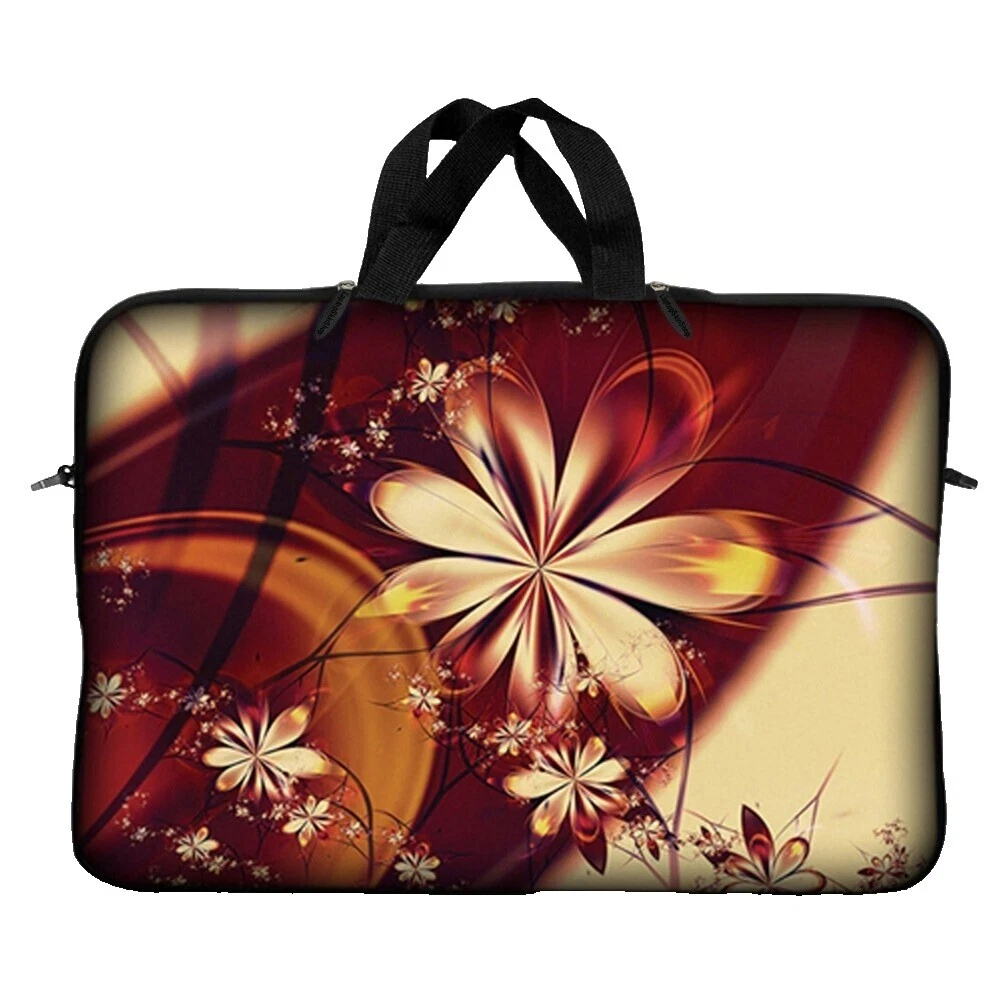 Marrón Floral estuches y bolsos para Laptop